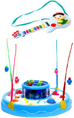 New Pinch Amazing combo of Rotating Magnetic Fishing Game with Musical mini Guitar for kids