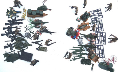 

Aparnas Action Figures plastic Army Men playset with 5cm Soldier Military Playset With Scaled Vehicles 120Pcs) (Multicolor)