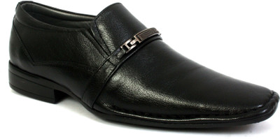 

Hitz Black Leather Formal Shoes Slip On For Men(Black