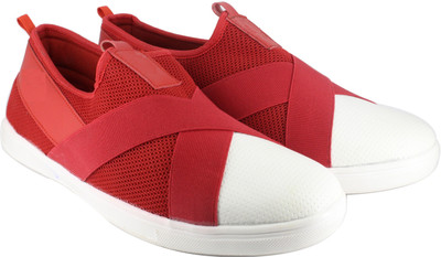

LeatherKraft Coloured Slip On Sneakers For Men(Red