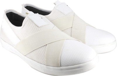 

LeatherKraft Coloured Slip On Sneakers For Men(White