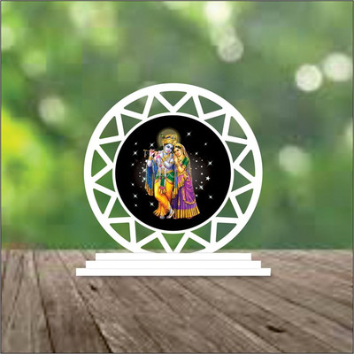 Vprint Radha Krishna Acrylic Figurine Showpiece with Led and Charger Decorative Showpiece  -  12 cm(Wood, Multicolor)