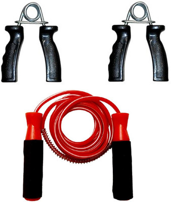 Woody Pro Gym Skipping Rope Foam Grip Handle Bars Red Color &1 PAIR PVC HAND GRIP COMBO Home Gym Freestyle Skipping Rope(Red, Length: 274 cm)