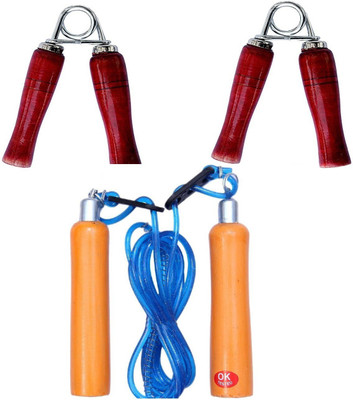 Woody Pro Wooden Skipping Rope &1 PAIR WOODEN HAND GRIP COMBO Home Gym Freestyle Skipping Rope(Blue, Pack of 1) available at flipkart for Rs.149