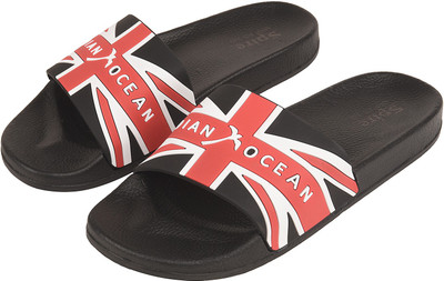 

DRUNKEN Men's Casual Black Rubber Slide Slippers Size- Slides