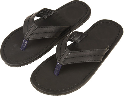 

DRUNKEN Men's Casual Soft Black PU Flip Flop and House Slippers Size- Slippers