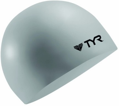 

TYR Wrinkle Free Silicone Swimming Cap(Grey, Pack of 1), Silver