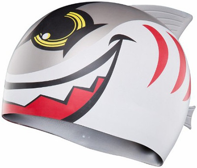 

TYR Kids Charactyrs Shark Swimming Cap(Multicolor, Pack of 1), Light grey