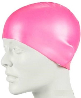 Leosportz Unisex-Kids & Adults Adjustable Plain Flat Silicone Swimming Cap Swimming Cap(Pink, Pack of 1)