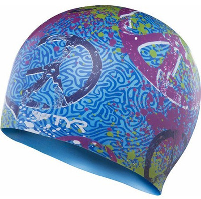 

TYR Love and Happiness Swimming Cap(Multicolor, Pack of 1), Blue/pink