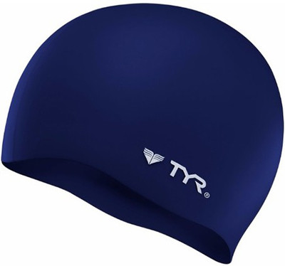 

TYR Wrinkle Free Silicone Swimming Cap(Blue, Pack of 1), Navy blue