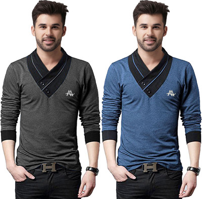 AD & AV Colorblock Men V Neck Multicolor T-Shirt