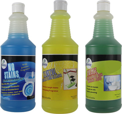 

Klinzy No Stains Toilet Cleaner (946 ml), Klinzol Floor Cleaner (946 ml), Amaze Dish Wash Liquid (946 ml) Jasmine Liquid Toilet Cleaner(2838 ml, Pack of 3)