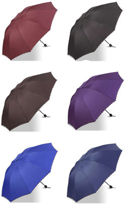 KEKEMI 3 Fold Plain11 Umbrella(Multicolor)
