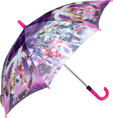 

Johns Avenger Series 500mm Straight Fold auto open premium printed Kids Umbrella(Pink, Purple)