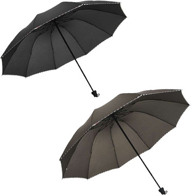 KEKEMI 3 Fold Plain9 Umbrella(Black)