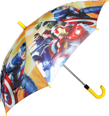 Johns Avenger Series 500mm Straight Fold auto open premium printed Kids Umbrella(Yellow)