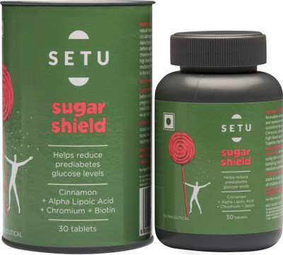 

Setu Sugar Sheild, 30 Multivitamin and Mineral Tablets for Blood Sugar Support with Potent Antioxidant Alpha Lipoic Acid, Cinnamon Extract for Blood Sugar Support, Chromium, Biotin and 19 Additional Vitamins and Minerals for Daily Support(30 No)