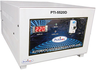 

PULSTRON PTI-5520D 5 KVA (90V-520V) Double/Single Phase Automatic Voltage Stabilizer(Grey)