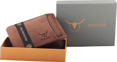 

Hidelink Men Brown Genuine Leather Wallet(6 Card Slots)