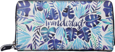 

portlee Women Casual Blue, White Artificial Leather Wallet(8 Card Slots), Printed