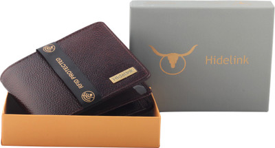 

Hidelink Men Brown Genuine Leather Wallet(6 Card Slots)