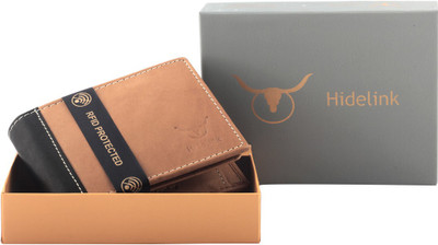 

Hidelink Men Brown Genuine Leather Wallet(6 Card Slots)