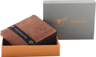 

Hidelink Men Brown Genuine Leather Wallet(6 Card Slots)