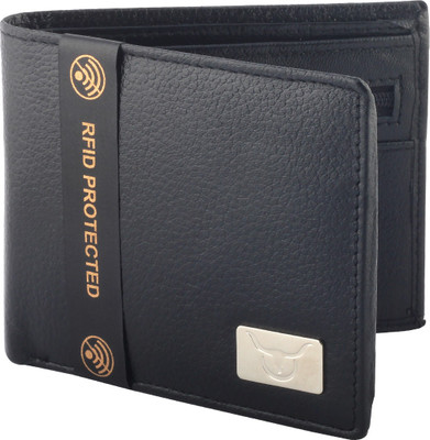 

Hidelink Men Black Genuine Leather Wallet(6 Card Slots)