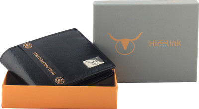

Hidelink Men Black Genuine Leather Wallet(6 Card Slots)