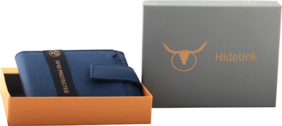 

Hidelink Men Blue Genuine Leather Wallet(6 Card Slots)