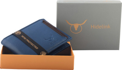 

Hidelink Men Blue Genuine Leather Wallet(6 Card Slots)