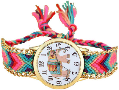 

KNACK H1T4G latest stylish colourful febric leather belt vintage Elephant dial analog watch for Girls Watch - For Women