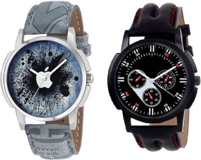 Rage Enterprise New Designer Dial Leather Belt Set Of 2 Men & Women Watch - For Boys