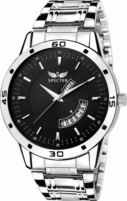 

Specter Analogue Stylish Black Dial With Silver Colour Stainless Steel Belt Men'S/Boy'S Day And Date Water Resistant Wrist Watch Watch - For Men