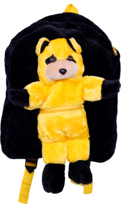 Rudra Premium Quality Teddy School Backpack - 32(Black, Yellow)