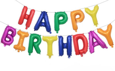 

AMFIN Solid (16 Inch) Happy Birthday Letter Foil Balloon Birthday Party Supplies , Happy Birthday Balloons For Party Decoration - Multicolour Plain Balloon(Multicolor, Pack of 1)