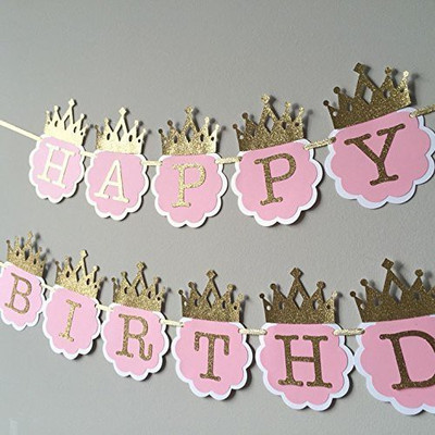 

PARTY PROPZ Princess Glitter Happy Birthday Crown Banners Banner(6 ft, Pack of 13)