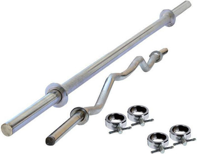 

N.VCOMMUNICATION24X7 Home To Gym Equipment 3 ft straight rod + 3 ft curl rod for exercise Weight Lifting Bar (Silver) Curl Bar (Silver) Weight Lifting Bar(Silver)
