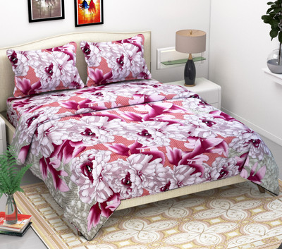 

Astra 150 TC Polycotton Double 3D Printed Bedsheet(Pack of 1, Pink)