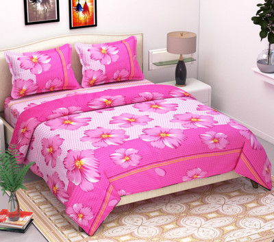 

Astra 150 TC Polycotton Double 3D Printed Bedsheet(Pack of 1, Pink)