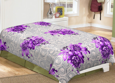 Metro Living 144 TC Microfiber Single 3D Printed Bedsheet(Pack of 1, Purple)