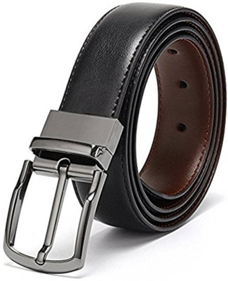 Dinor Men & Women Black Genuine Leather Belt, Black;brown