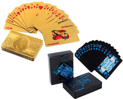 

Care Case Pack Of 2-Unique Black & Gold 24 K Gold Foil Plated Good Quality Waterproof Colorful Deck Poker Dollar Playing Cards(Black,Gold)
