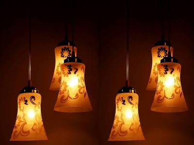 PR Prashant Clear color Pendants Ceiling Lamp(White, Silver)