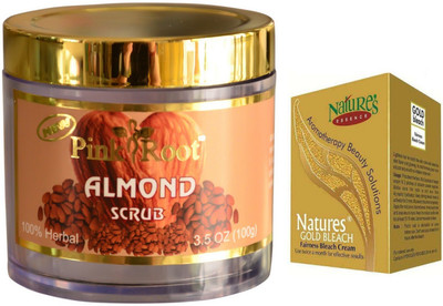 

Pink Root Almond Scrub 100gm, Nature's Essence Gold Bleach 43g(Set of 2)