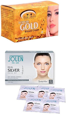 

Pink Root Gold Bleach 250gand Jolen Real Silver Kit 50g(Set of 2)