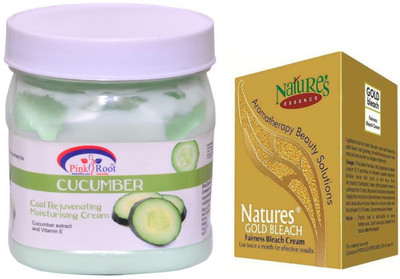 

Pink Root Cucumber Cream 500ml, Nature's Essence Gold Bleach 43g(Set of 2)