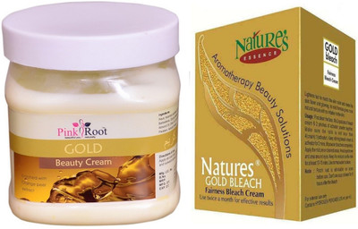 

Pink Root Gold Beauty Cream 500ml, Nature's Essence Gold Bleach 43g(Set of 2)