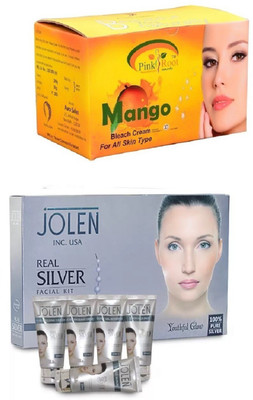 

Pink Root Mango Bleach 250gand Jolen Real Silver Kit 250g(Set of 2)